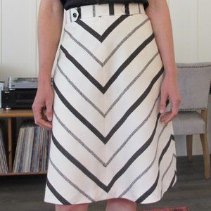 Vintage Wool Chevron Midi Skirt